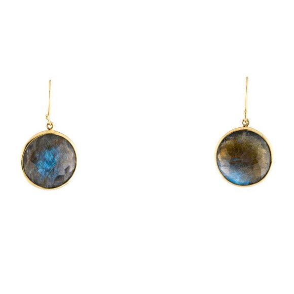 IPPOLITA 18K 750 YELLOW GOLD  LABRADORITE LARGE DROP EARRINGS - Picture 1 of 7